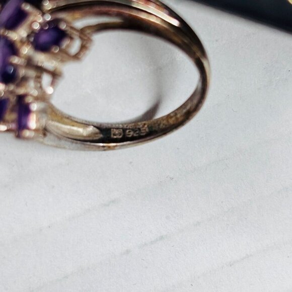 Marquise Cut Vintage Purple Lolite Sterling Silver Cocktail Ring Size 6 - Picture 7 of 7